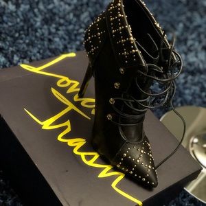 London Trash Black with Gold Accents Bootie